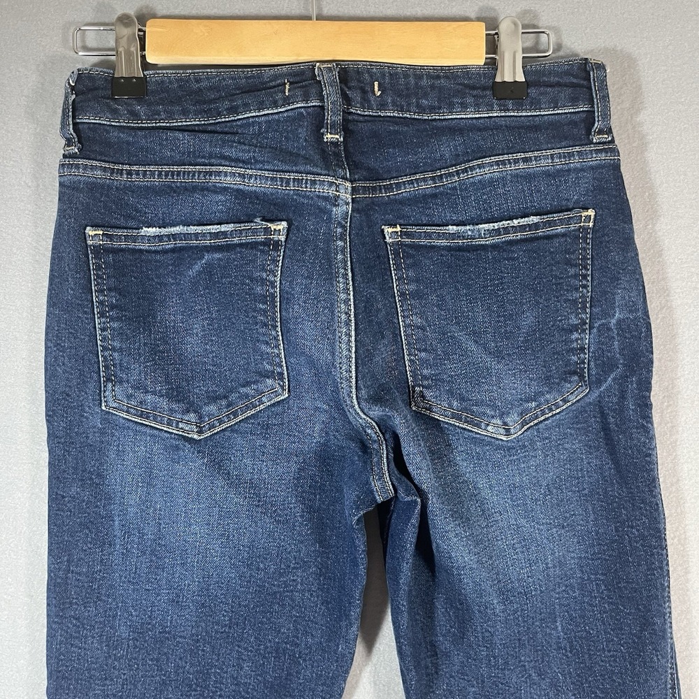 We The Free Free People‎ Mid-Rise Raw Hem Dark Wash Blue Cropped Ankle Jeans, 26 - Picture 4 of 8